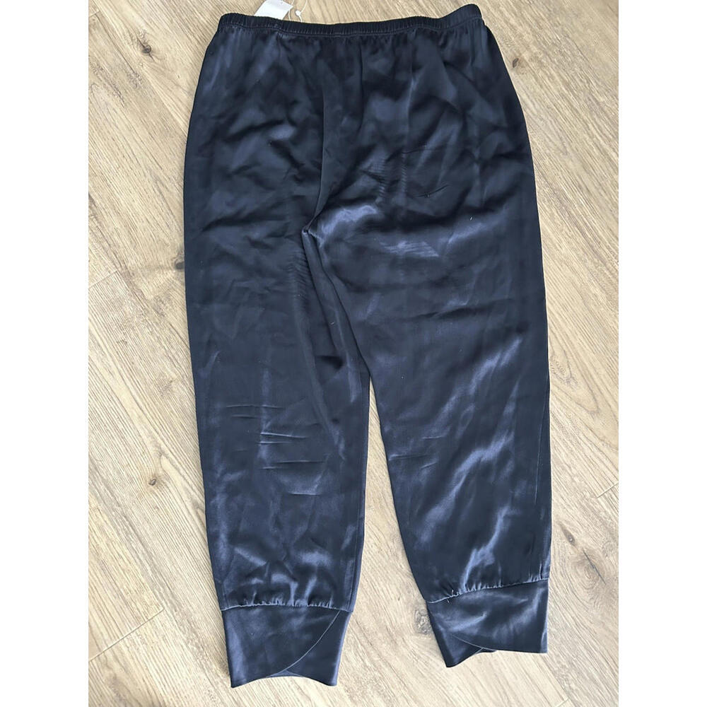Vince 100% Silk Large Navy Blue Jogger Pants Lightweight Elastic Ankle Waist - Picture 3 of 6